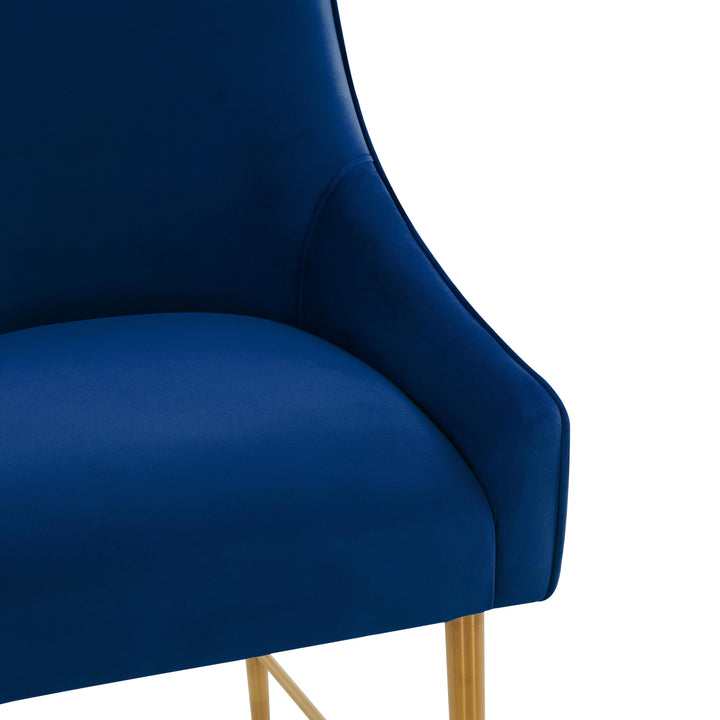 TOV Furniture Beatrix Navy Velvet Counter Stool - Gold Legs OTTOMANS, POUFS, + STOOLS