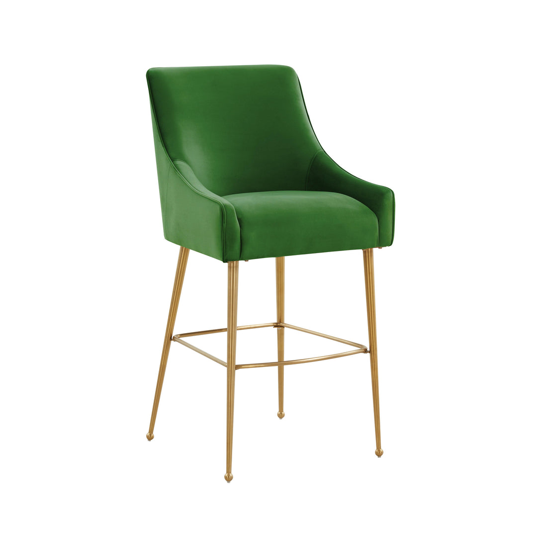 American Home Furniture | TOV Furniture - Beatrix Green Velvet Bar Stool - Gold Legs