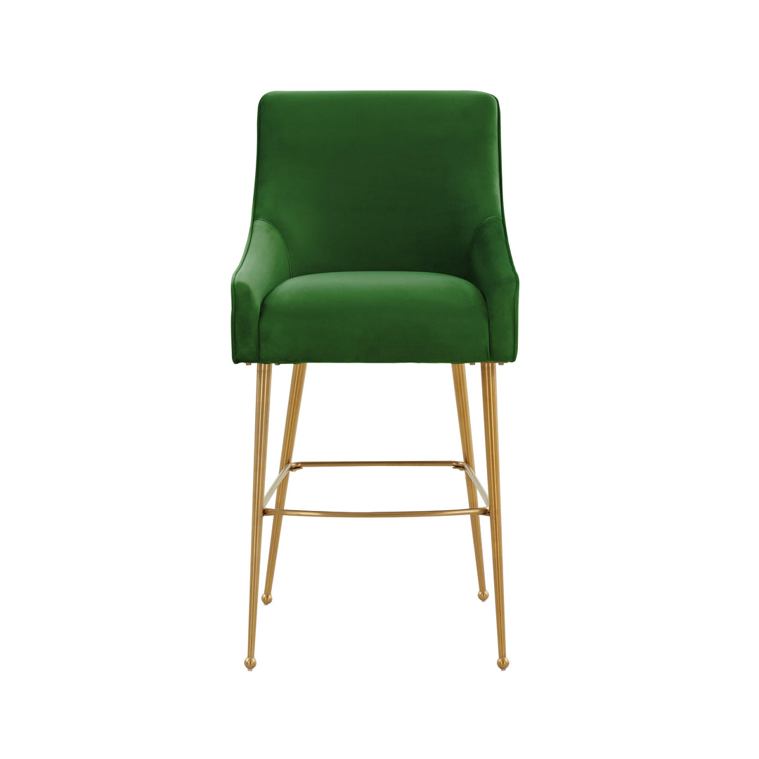 TOV Furniture Beatrix Green Velvet Bar Stool - Gold Legs OTTOMANS, POUFS, + STOOLS