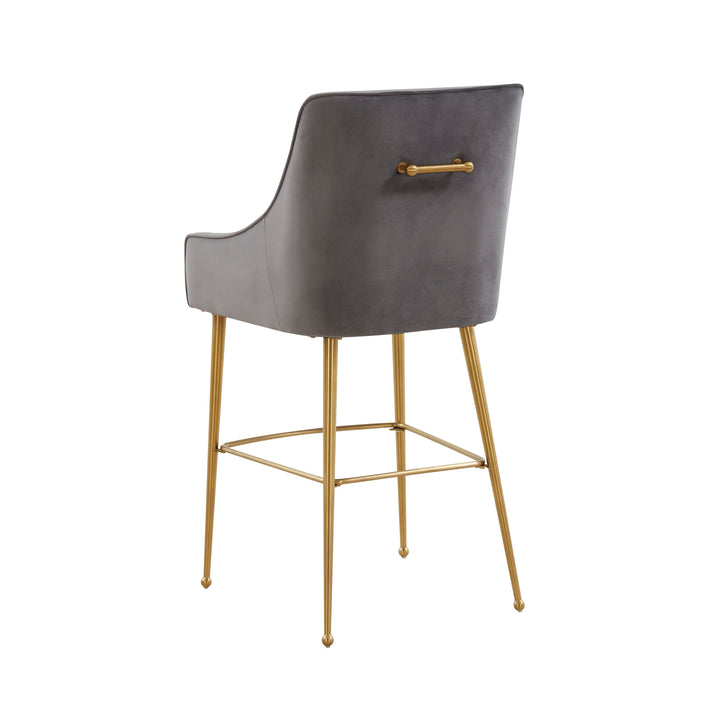American Home Furniture | TOV Furniture - Beatrix Dark Grey Velvet Counter Stool - Gold Legs