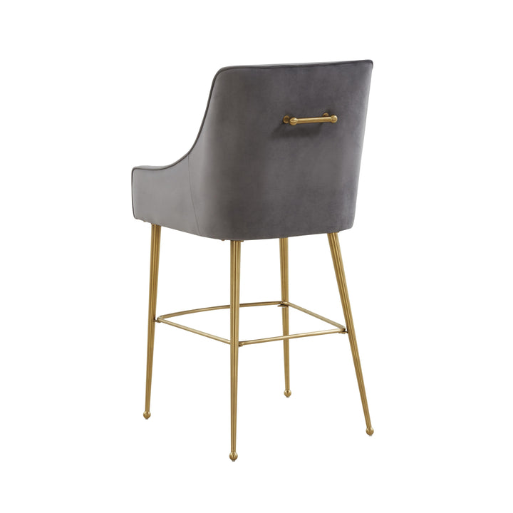 TOV Furniture Beatrix Dark Grey Velvet Counter Stool - Gold Legs OTTOMANS, POUFS, + STOOLS