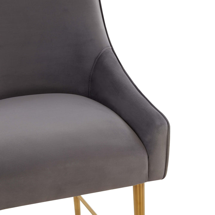 TOV Furniture Beatrix Dark Grey Velvet Counter Stool - Gold Legs OTTOMANS, POUFS, + STOOLS