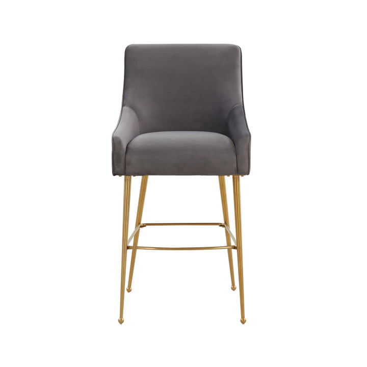 American Home Furniture | TOV Furniture - Beatrix Dark Grey Velvet Bar Stool - Gold Legs