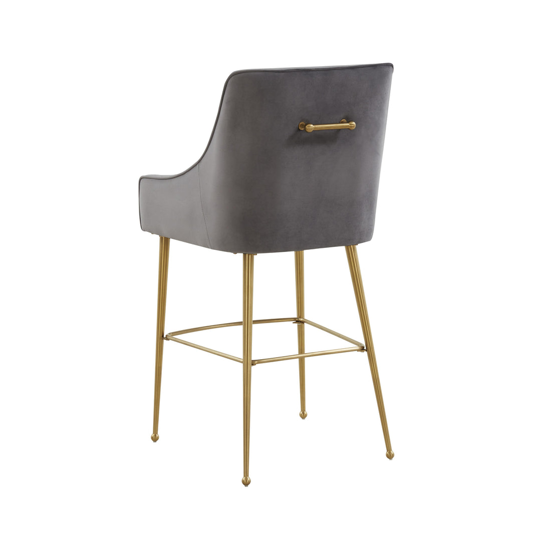 American Home Furniture | TOV Furniture - Beatrix Dark Grey Velvet Bar Stool - Gold Legs