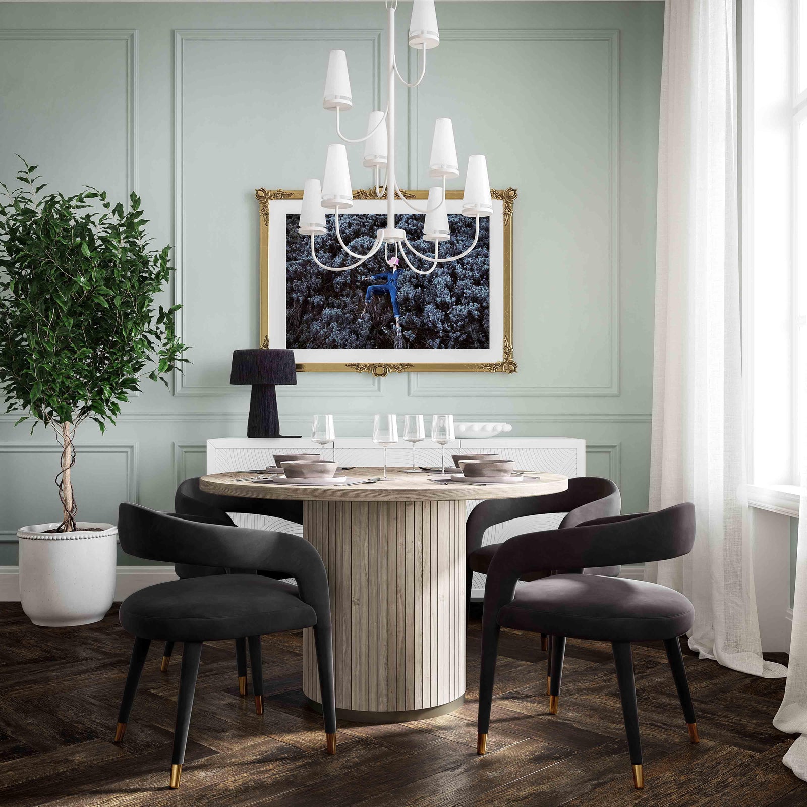 TOV Furniture Lucia Black Velvet Dining Chair - Set of 2 DINING CHAIRS