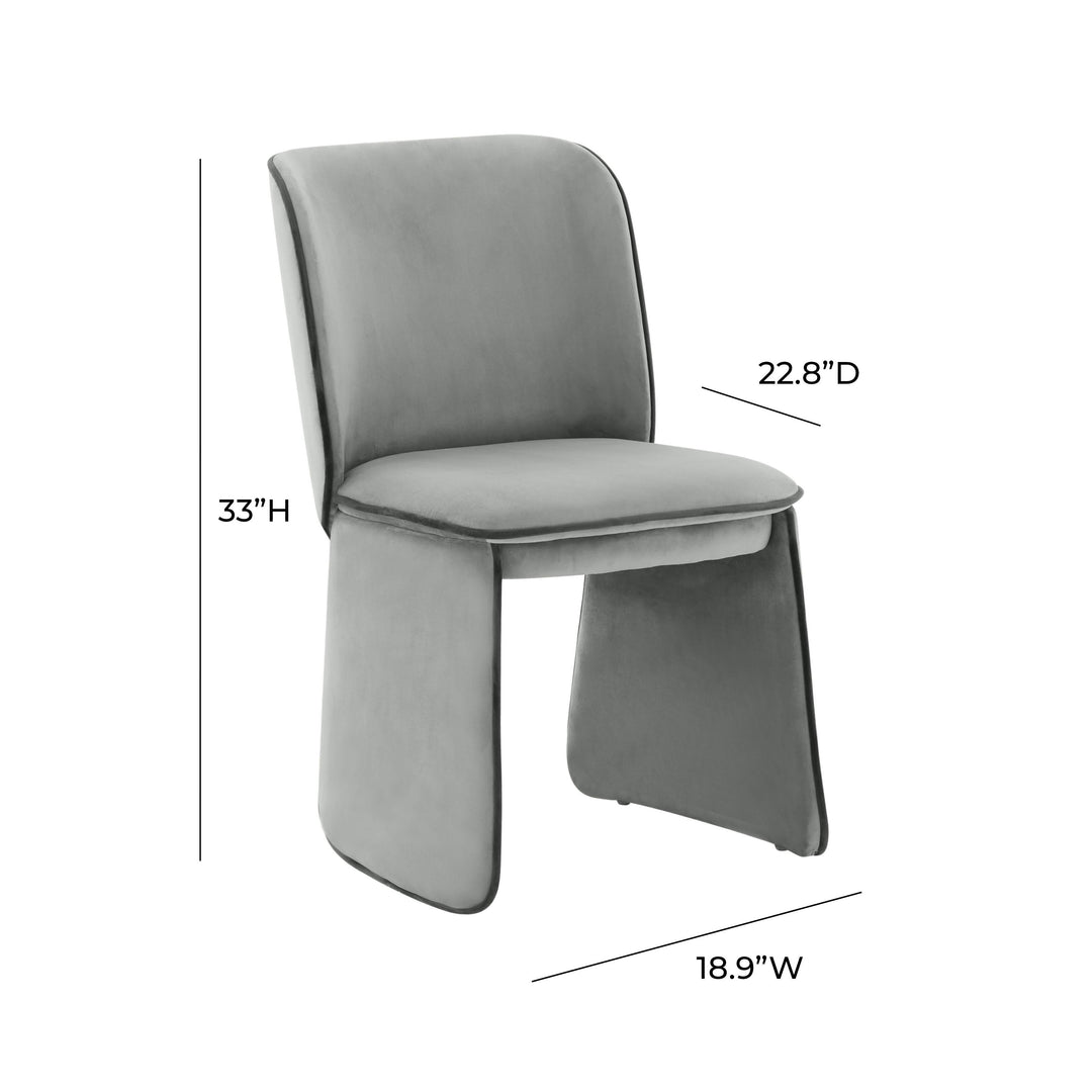 TOV Furniture Kinsley Grey Velvet Dining Chair - Set of 2 DINING CHAIRS