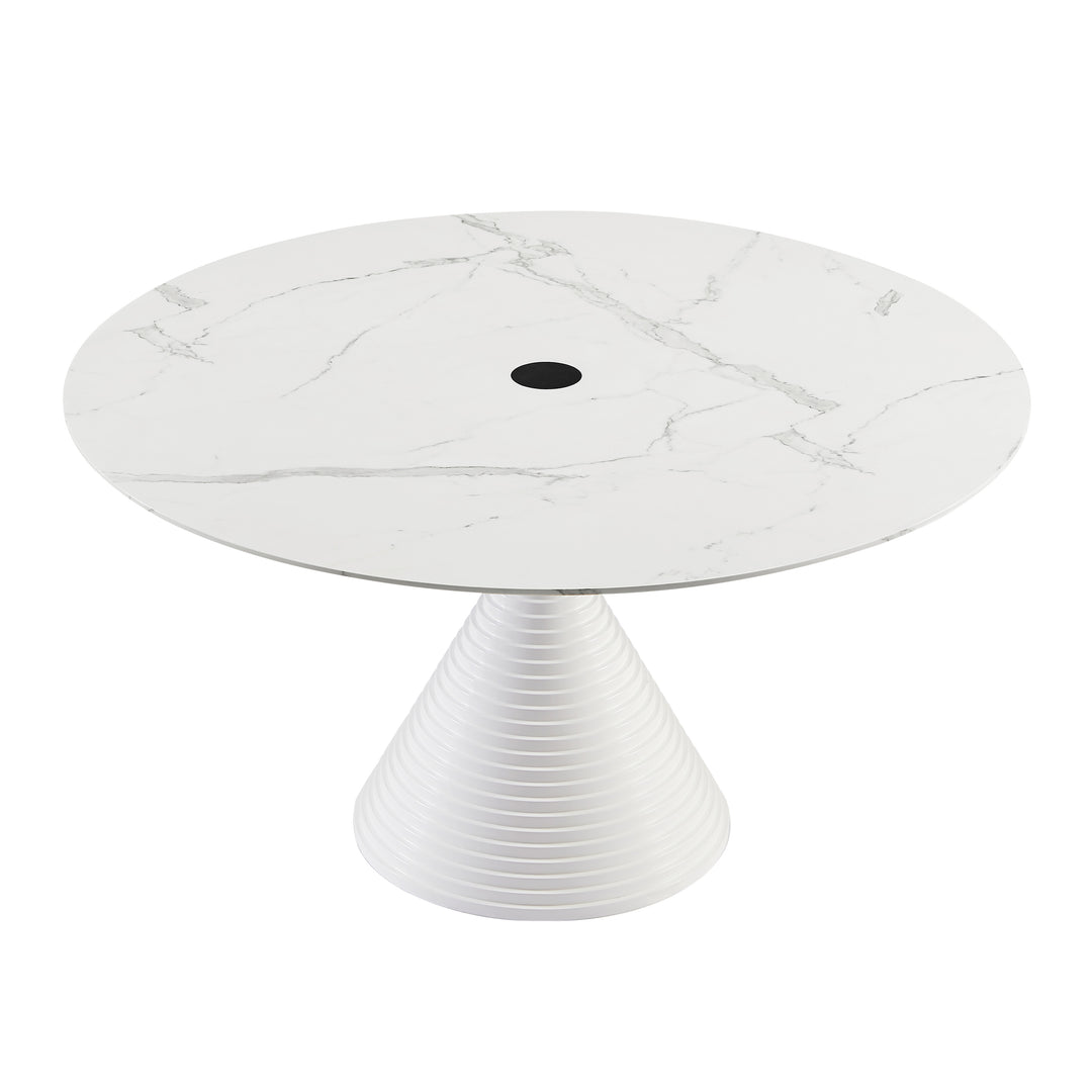 American Home Furniture | TOV Furniture - Piper White Round Dining Table