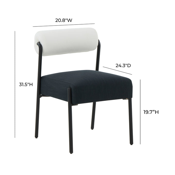 American Home Furniture | TOV Furniture - Jolene Cream and Black Linen Dining Chair - Set of 2