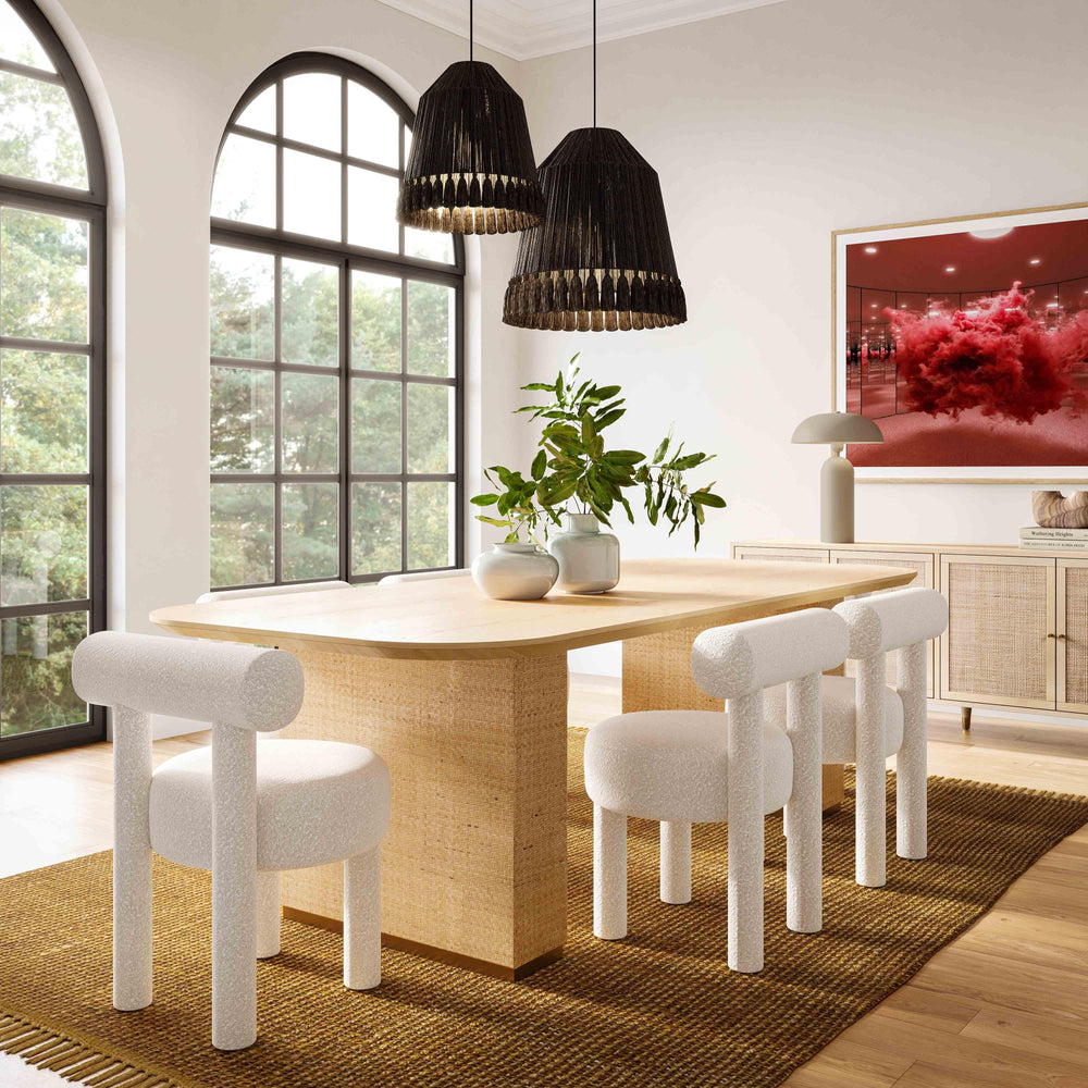 American Home Furniture | TOV Furniture - Carmel Cream Boucle Dining Chair