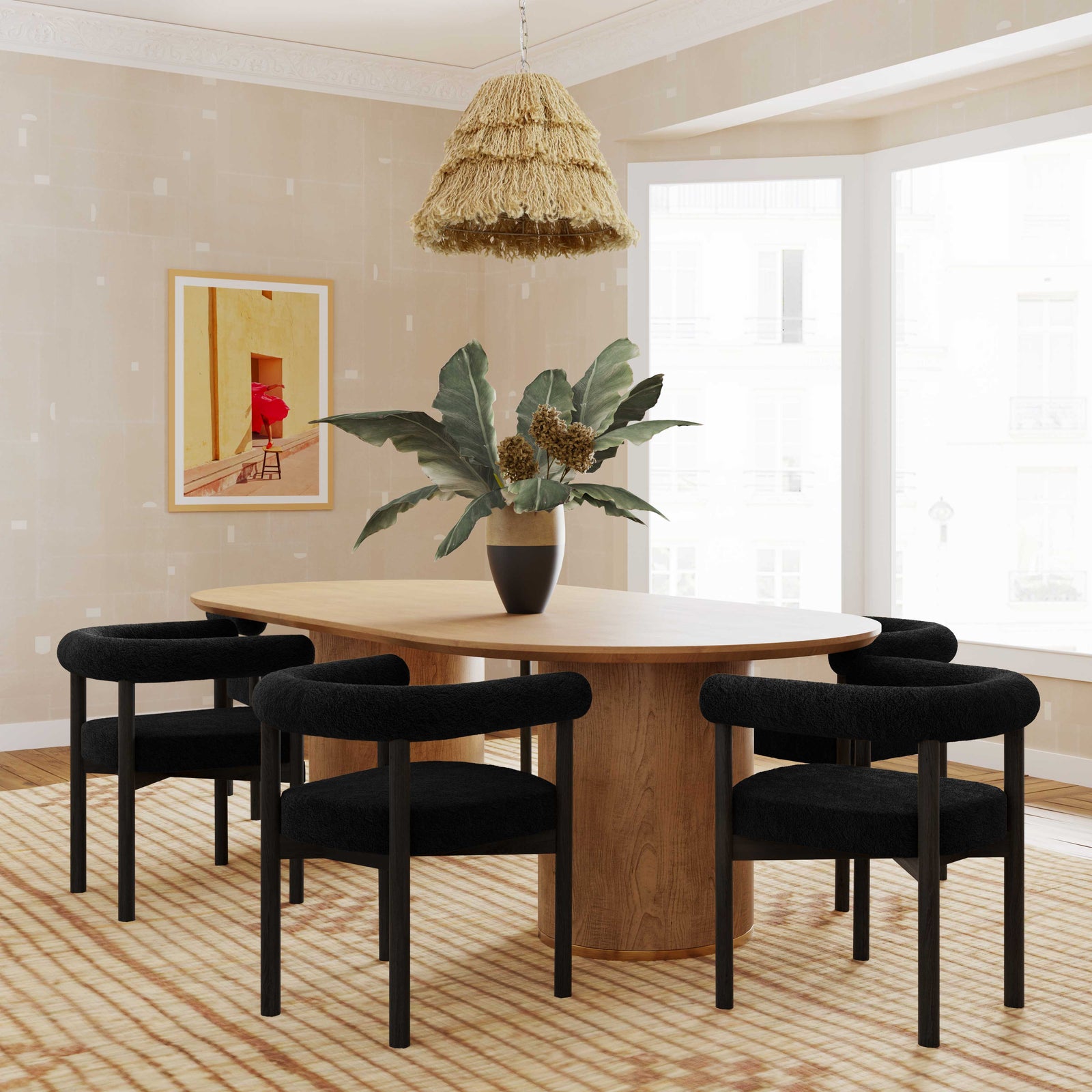 TOV Furniture Spara Black Boucle Dining Chair - Set of 2 DINING CHAIRS