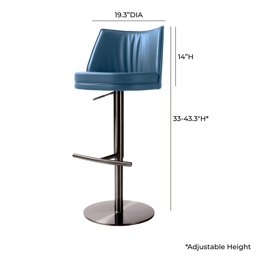 American Home Furniture | TOV Furniture - Gala Blue Vegan Leather on Adjustable Stool