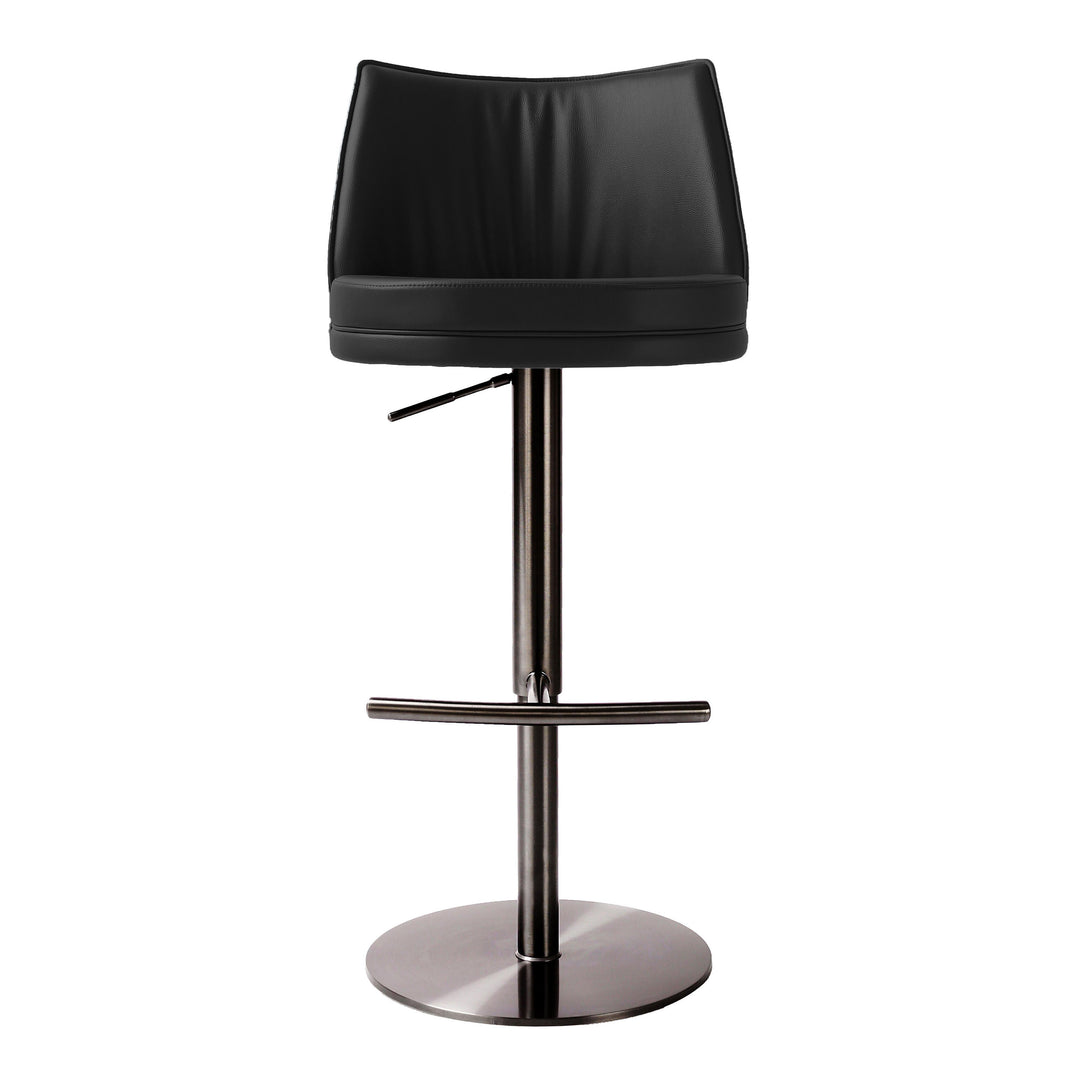TOV Furniture Gala Black Vegan Leather on Adjustable Stool OTTOMANS, POUFS, + STOOLS