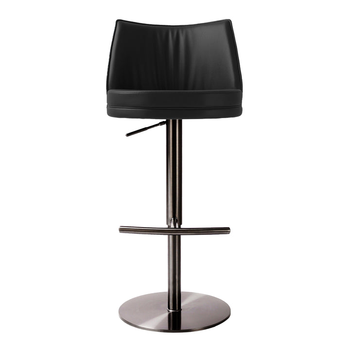 TOV Furniture Gala Black Vegan Leather on Adjustable Stool OTTOMANS, POUFS, + STOOLS