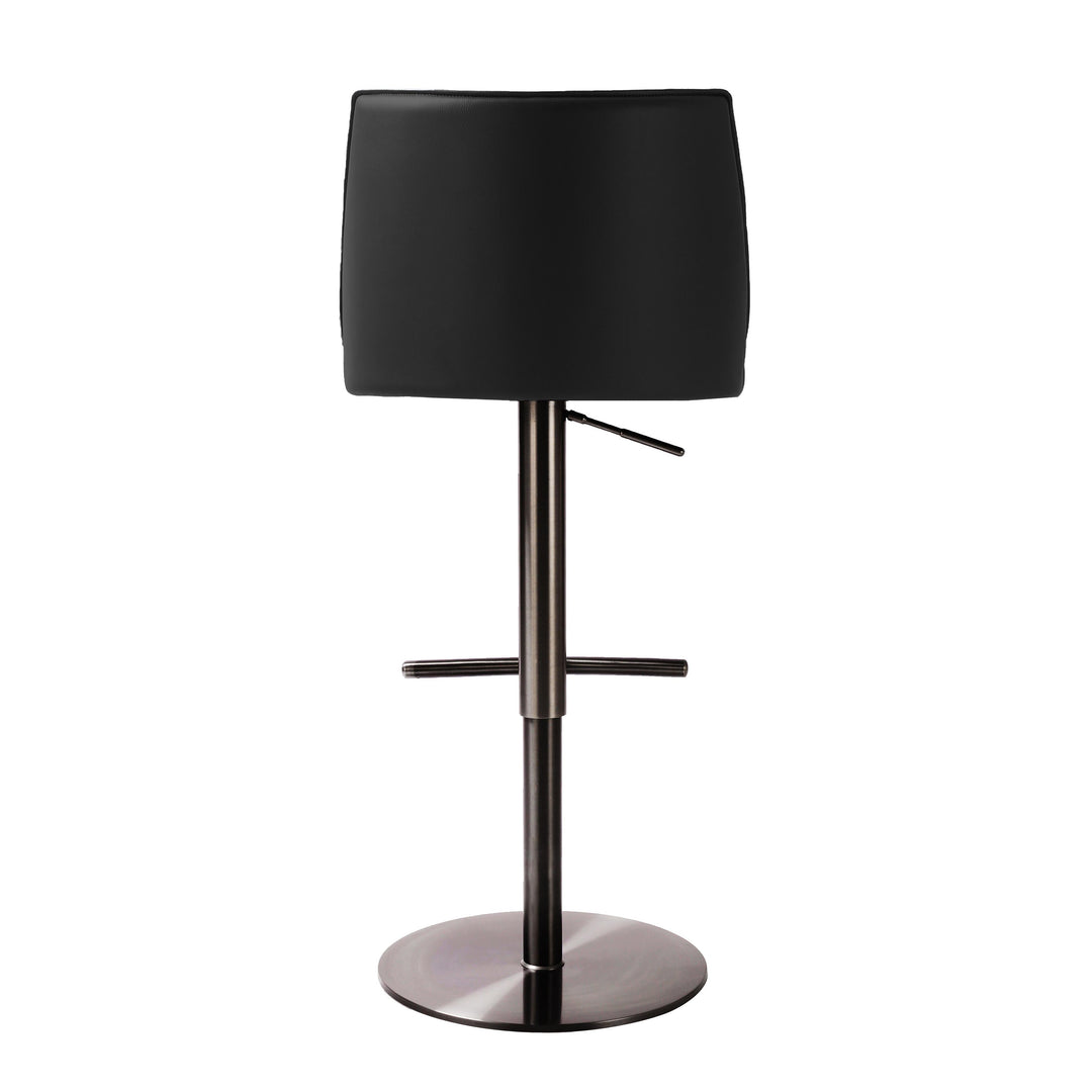 TOV Furniture Gala Black Vegan Leather on Adjustable Stool OTTOMANS, POUFS, + STOOLS