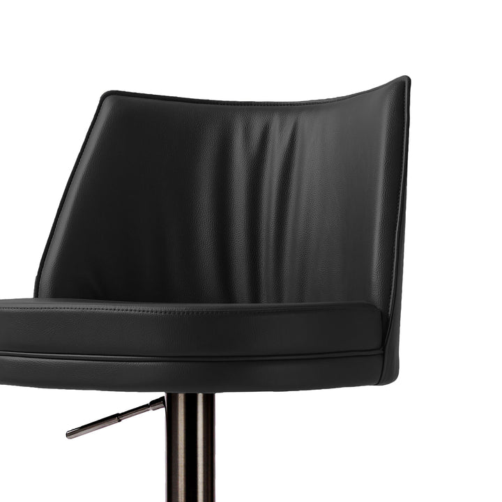 TOV Furniture Gala Black Vegan Leather on Adjustable Stool OTTOMANS, POUFS, + STOOLS