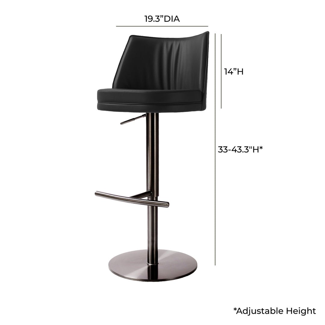 TOV Furniture Gala Black Vegan Leather on Adjustable Stool OTTOMANS, POUFS, + STOOLS