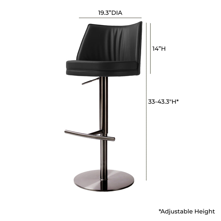 TOV Furniture Gala Black Vegan Leather on Adjustable Stool OTTOMANS, POUFS, + STOOLS