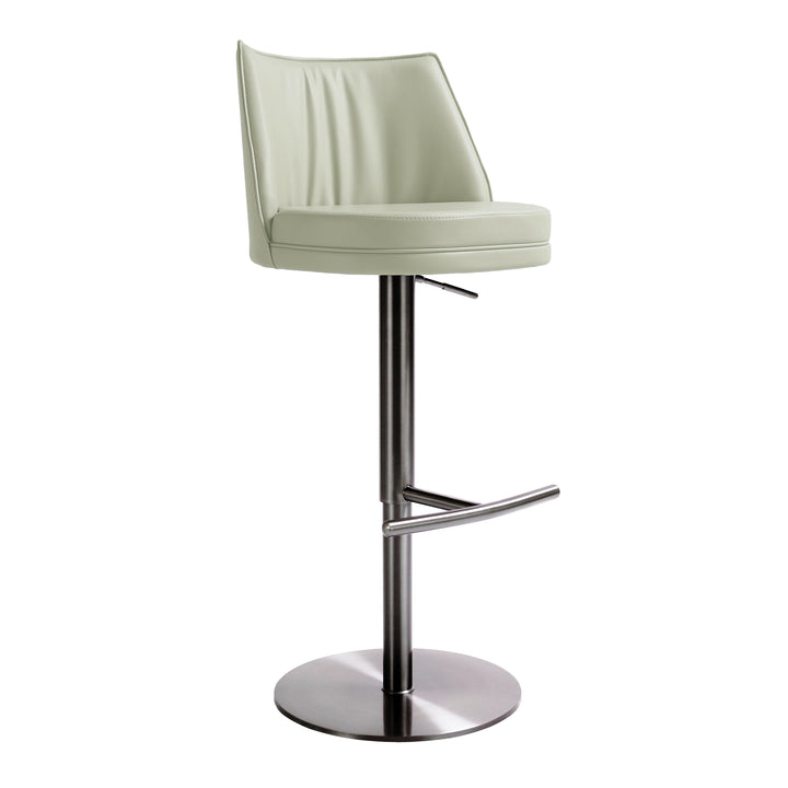 American Home Furniture | TOV Furniture - Gala Light Grey Vegan Leather on Black Adjustable Stool