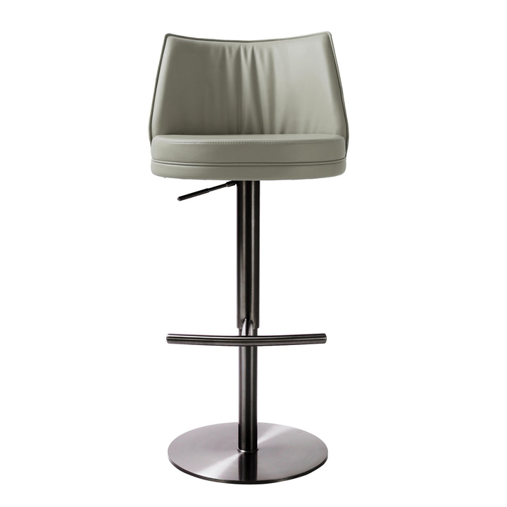 American Home Furniture | TOV Furniture - Gala Light Grey Vegan Leather on Black Adjustable Stool