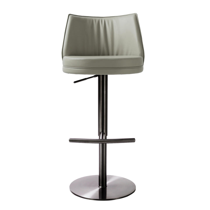 TOV Furniture Gala Light Grey Vegan Leather on Black Adjustable Stool OTTOMANS, POUFS, + STOOLS