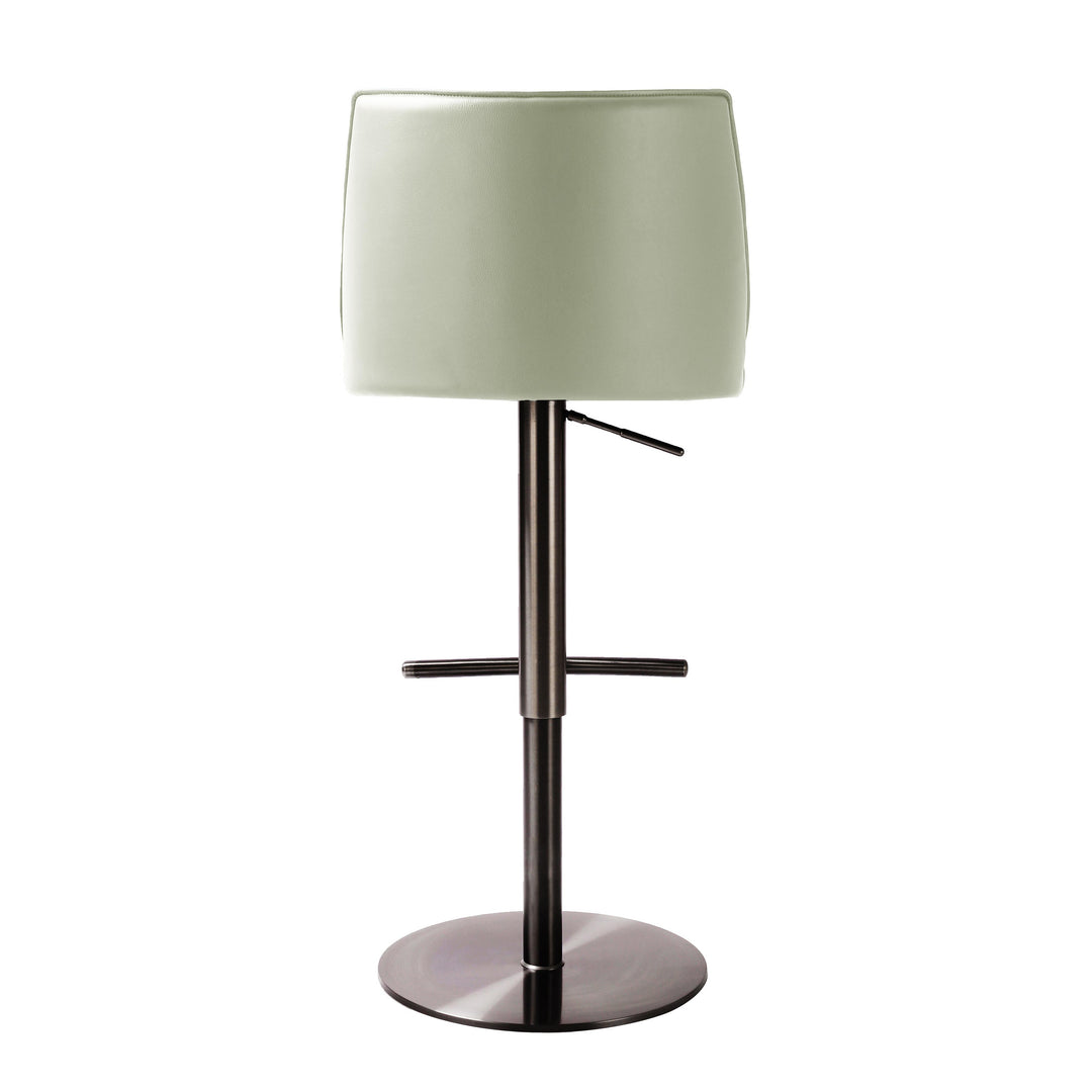 American Home Furniture | TOV Furniture - Gala Light Grey Vegan Leather on Black Adjustable Stool