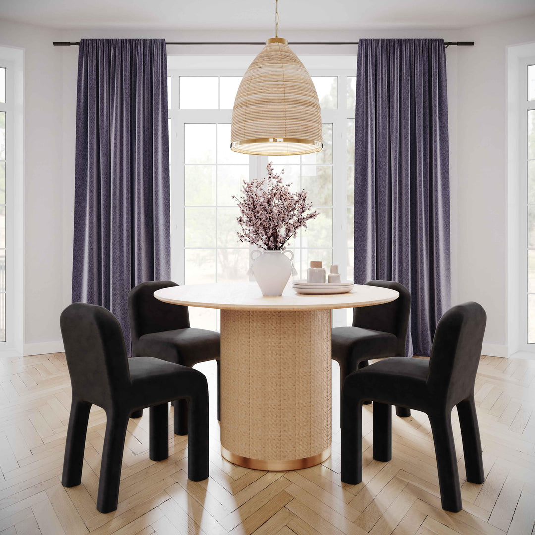 TOV Furniture Georgia Midnight Black Chenille Dining Chair - Set of 2 DINING CHAIRS