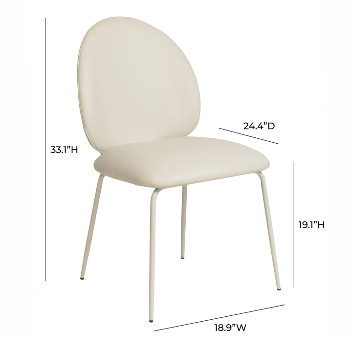 American Home Furniture | TOV Furniture - Lauren Cream Vegan Leather Kitchen Chairs - Set of 2