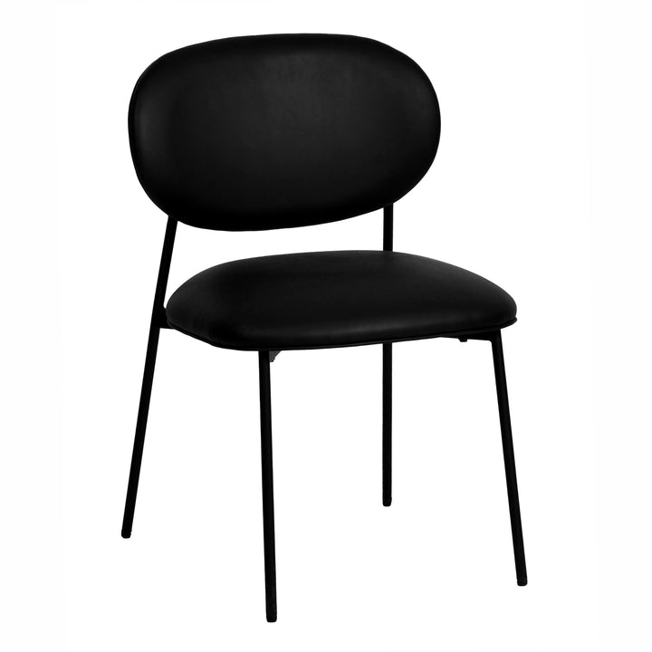 American Home Furniture | TOV Furniture - McKenzie Black Vegan Leather Stackable Dining Chair - Set of 2