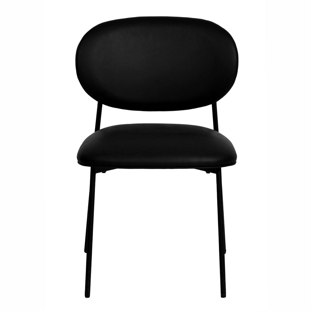 American Home Furniture | TOV Furniture - McKenzie Black Vegan Leather Stackable Dining Chair - Set of 2