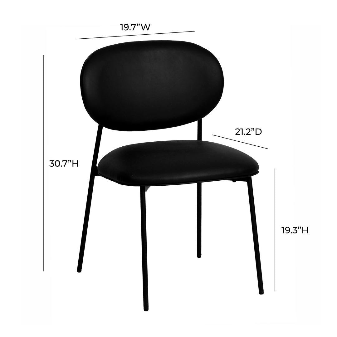 American Home Furniture | TOV Furniture - McKenzie Black Vegan Leather Stackable Dining Chair - Set of 2