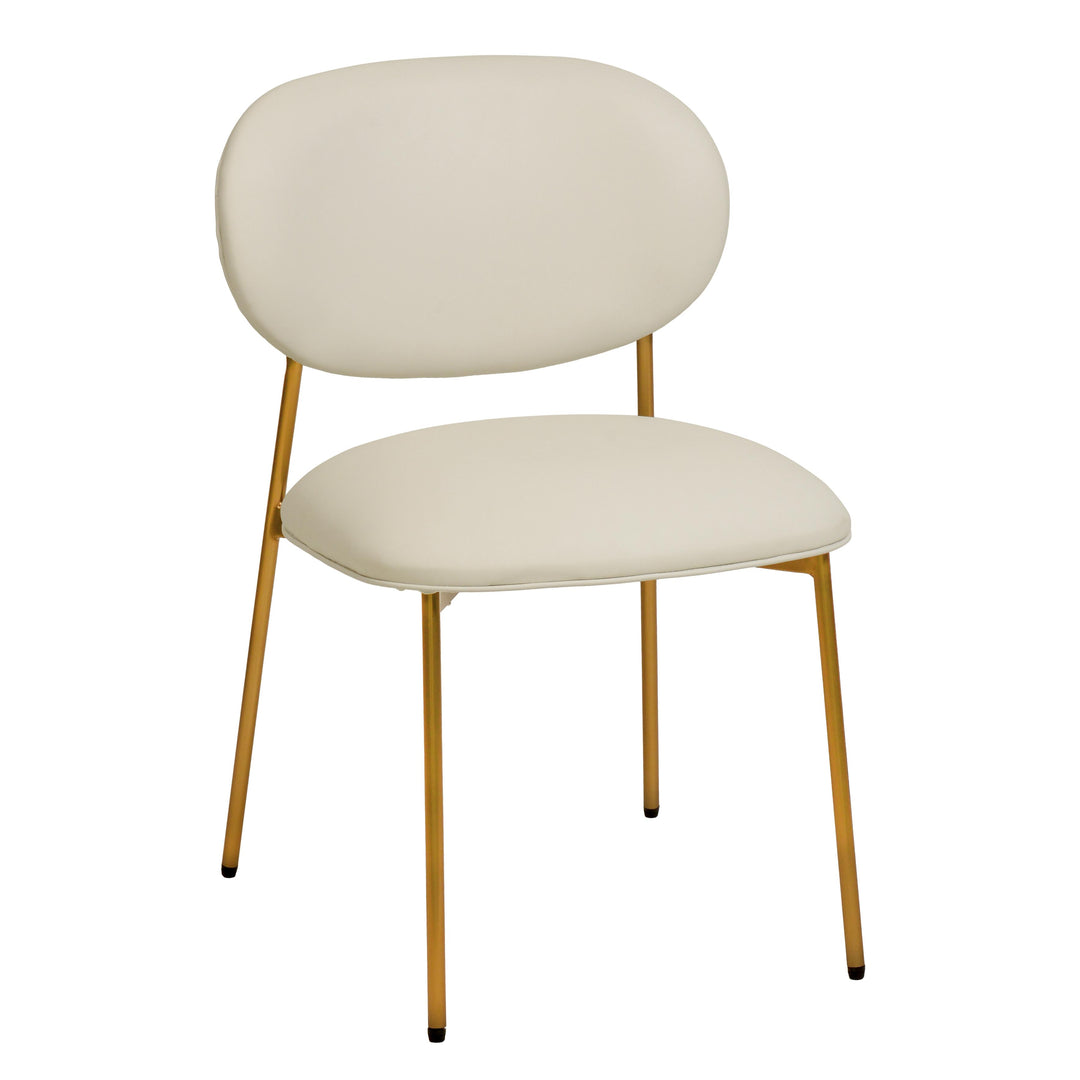 American Home Furniture | TOV Furniture - McKenzie Cream Vegan Leather Stackable Dining Chair - Set of 2