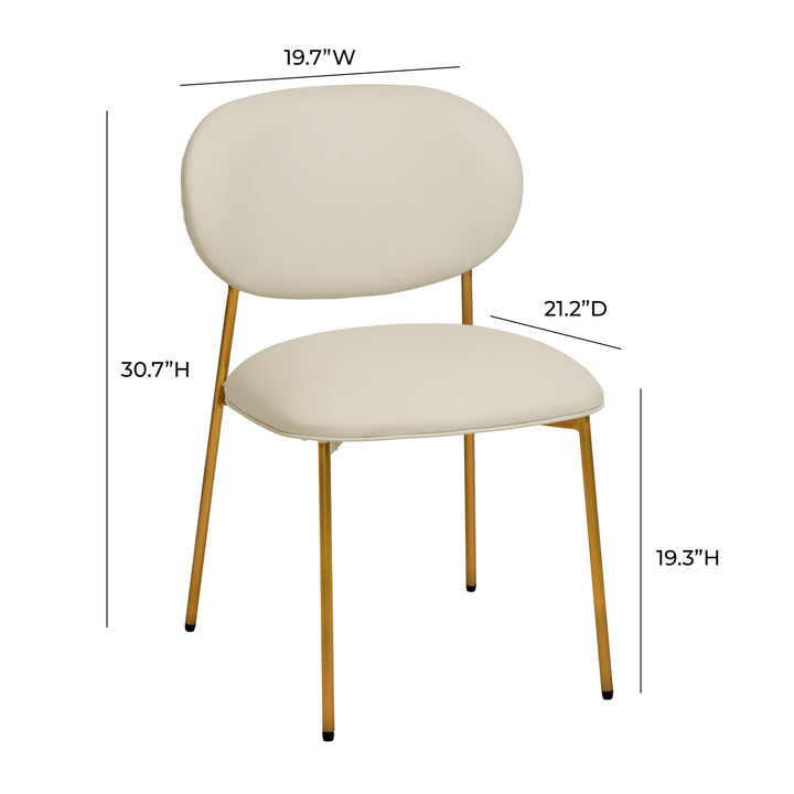 American Home Furniture | TOV Furniture - McKenzie Cream Vegan Leather Stackable Dining Chair - Set of 2