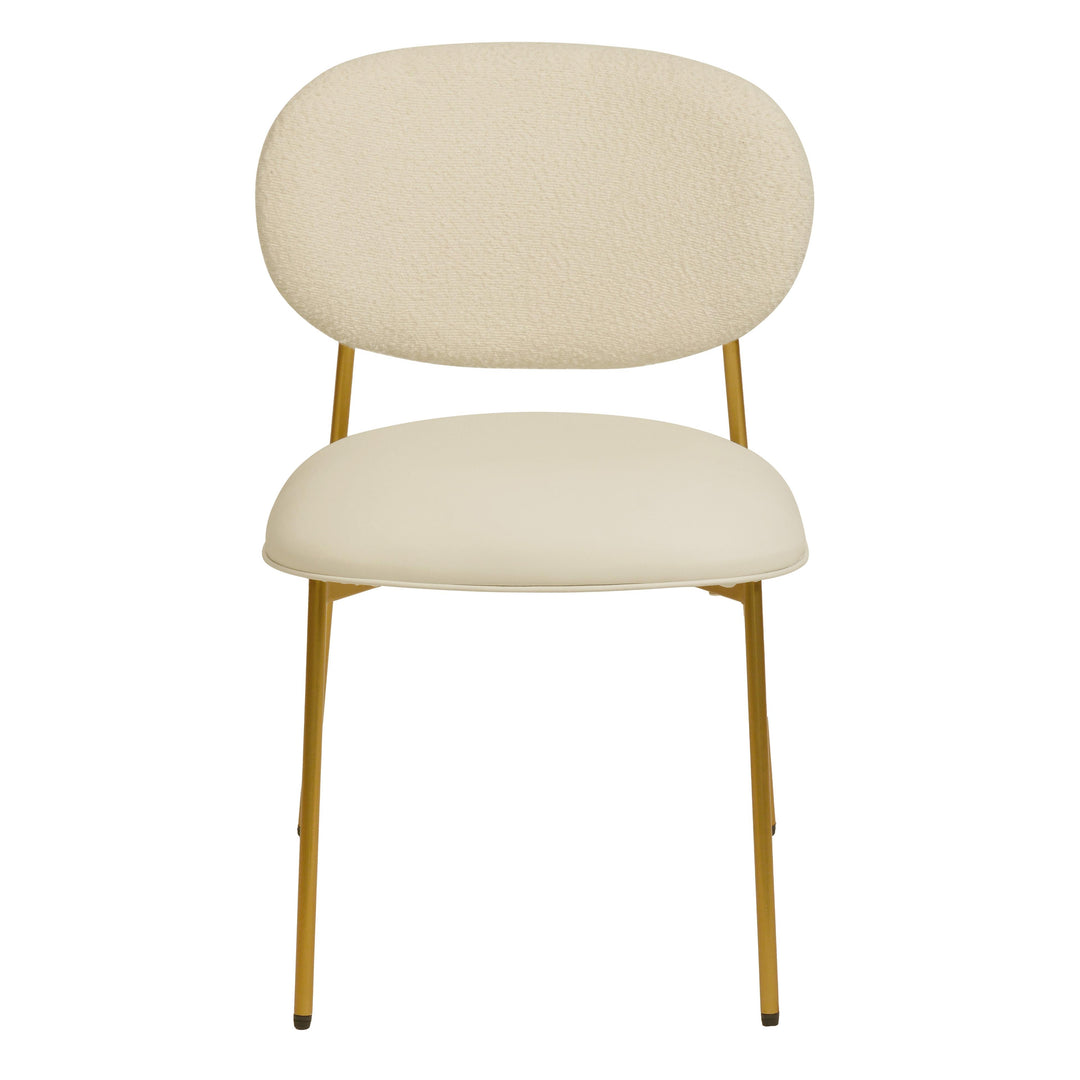 American Home Furniture | TOV Furniture - McKenzie Cream Boucle & Vegan Leather Stackable Dining Chair - Set of 2