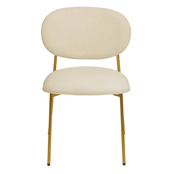 American Home Furniture | TOV Furniture - McKenzie Cream Boucle & Vegan Leather Stackable Dining Chair - Set of 2