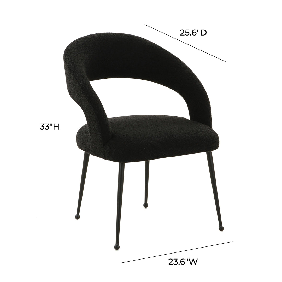 TOV Furniture Rocco Black Boucle Dining Chair - Set of 2 DINING CHAIRS