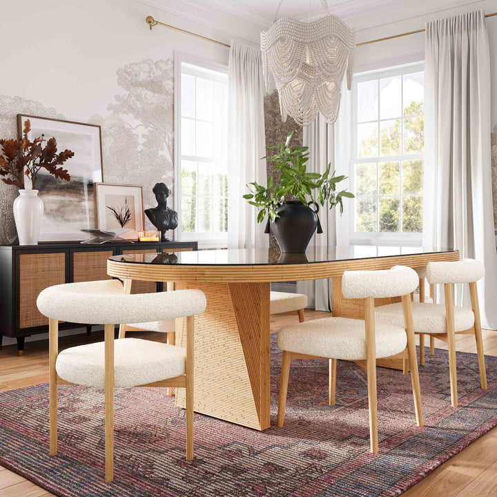 TOV Furniture Caren Natural Rattan and Glass Oval Dining Table DINING TABLES