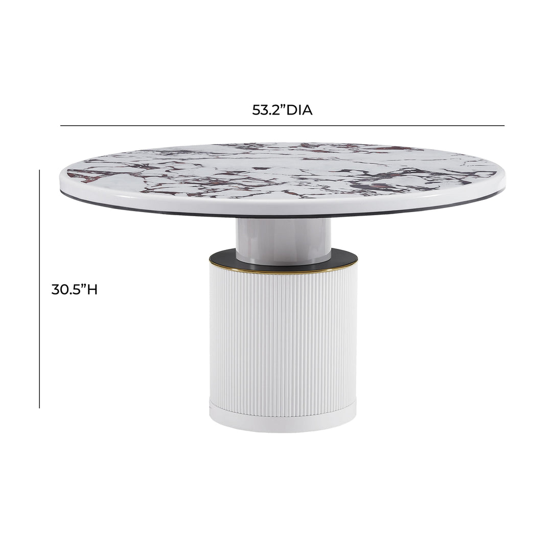 American Home Furniture | TOV Furniture - Vanessa White Marble Lacquer 53" Round Dining Table