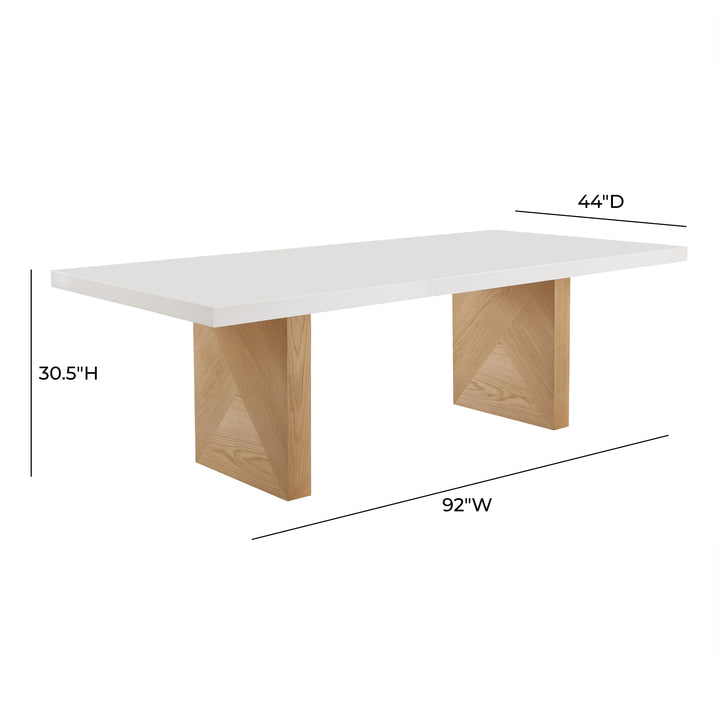 American Home Furniture | TOV Furniture - Madeline White Gloss and Natural Ash Dining Table