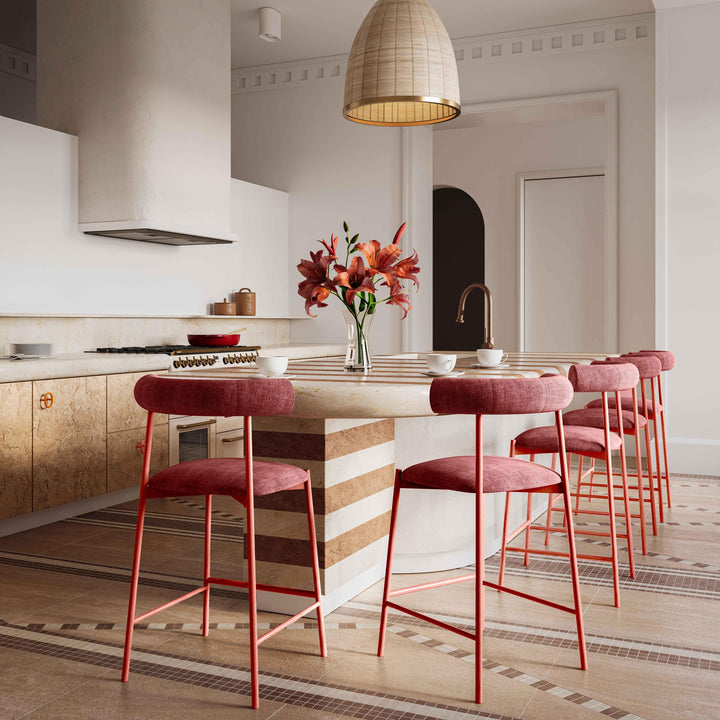 TOV Furniture Liliana Mauve Velvet Counter Stool OTTOMANS, POUFS, + STOOLS
