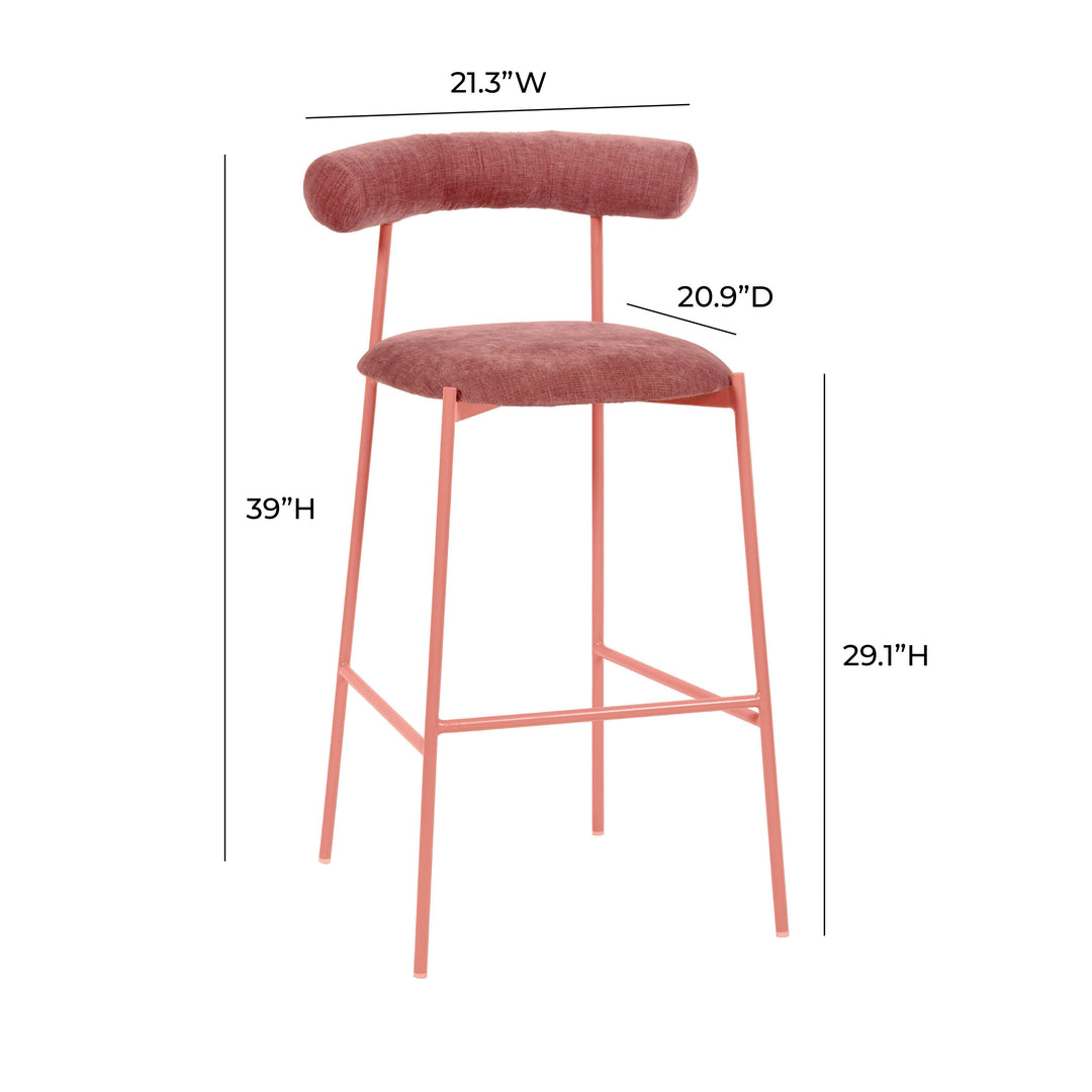 TOV Furniture Liliana Mauve Velvet Bar Stool OTTOMANS, POUFS, + STOOLS