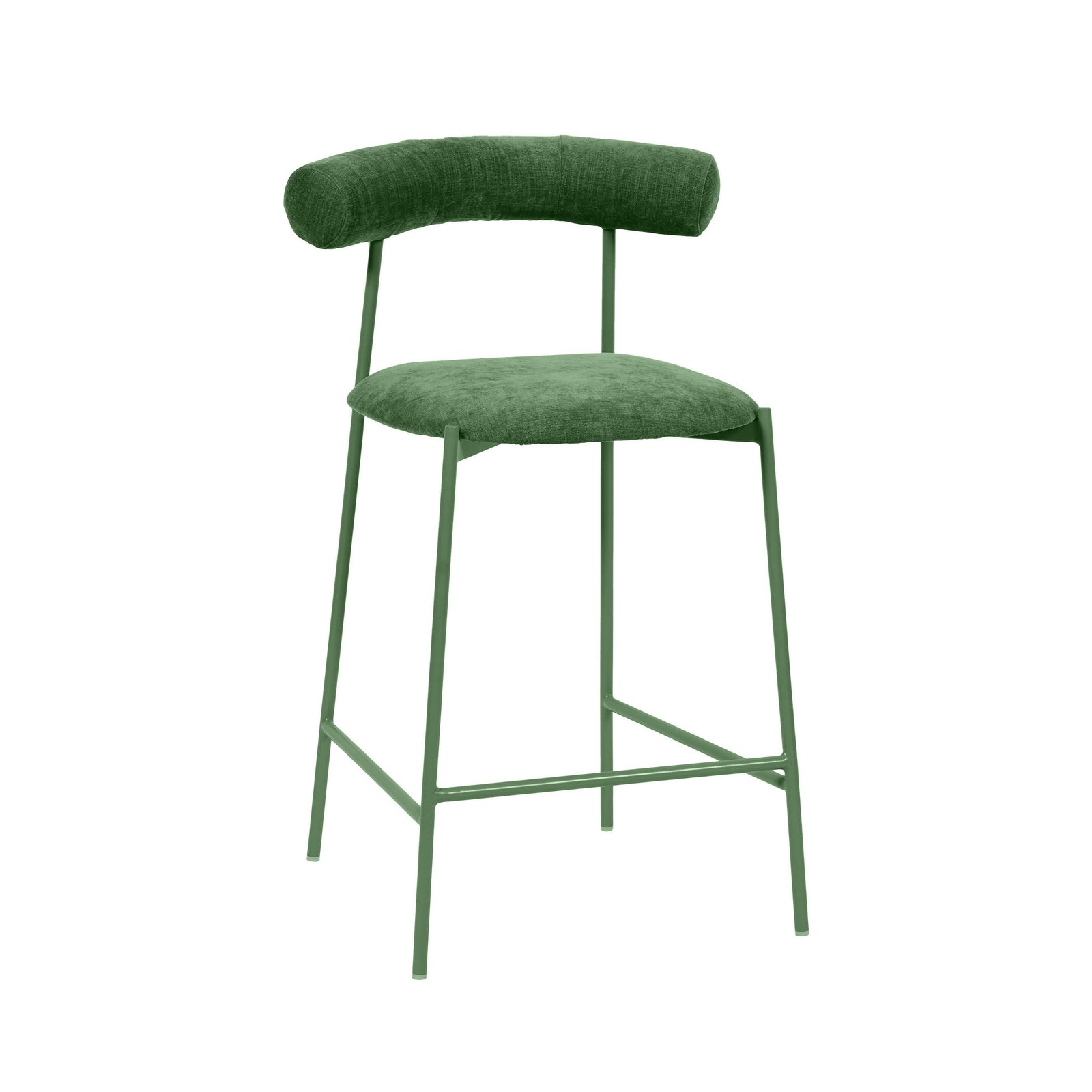 TOV Furniture Liliana Forest Green Velvet Counter Stool OTTOMANS, POUFS, + STOOLS