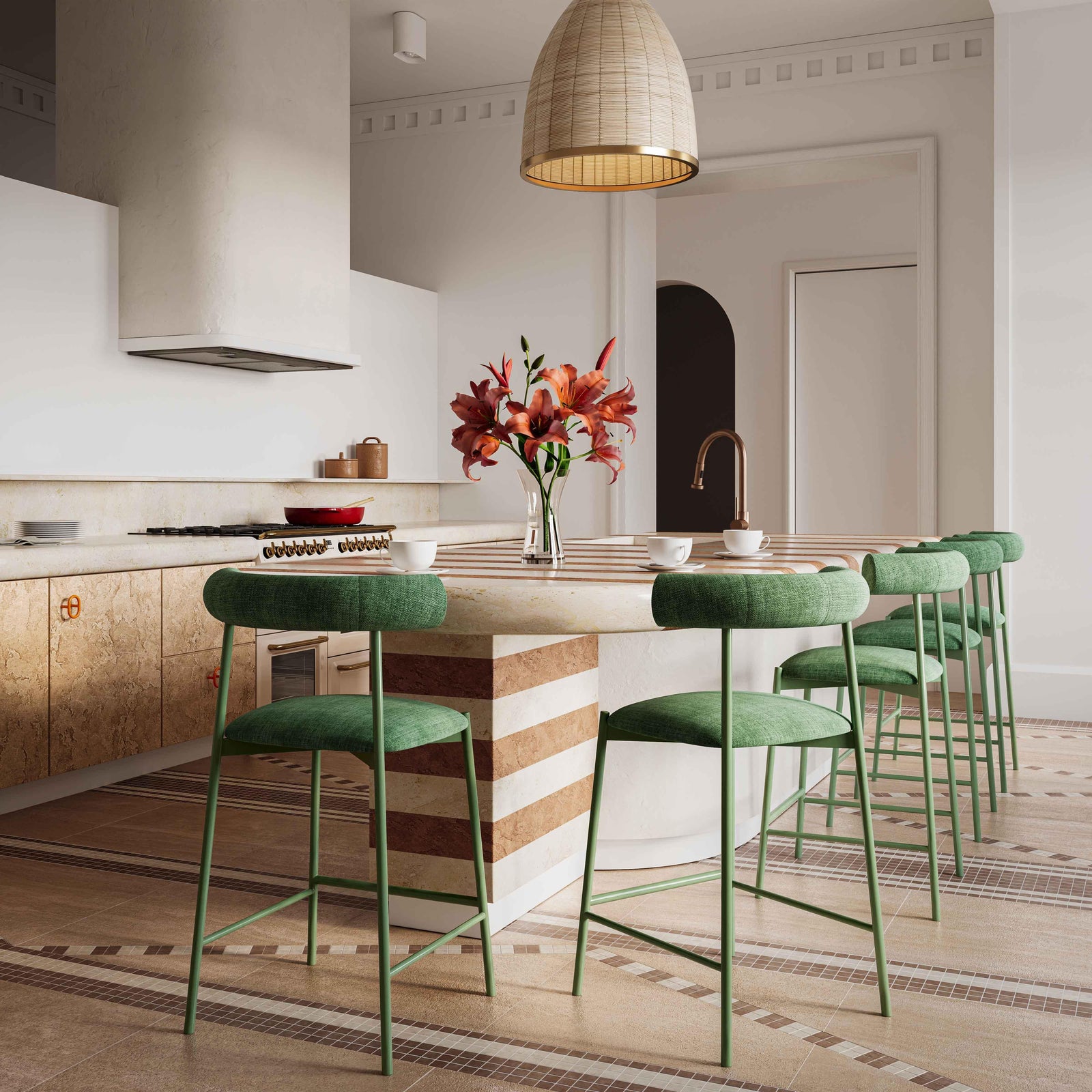 TOV Furniture Liliana Forest Green Velvet Counter Stool OTTOMANS, POUFS, + STOOLS
