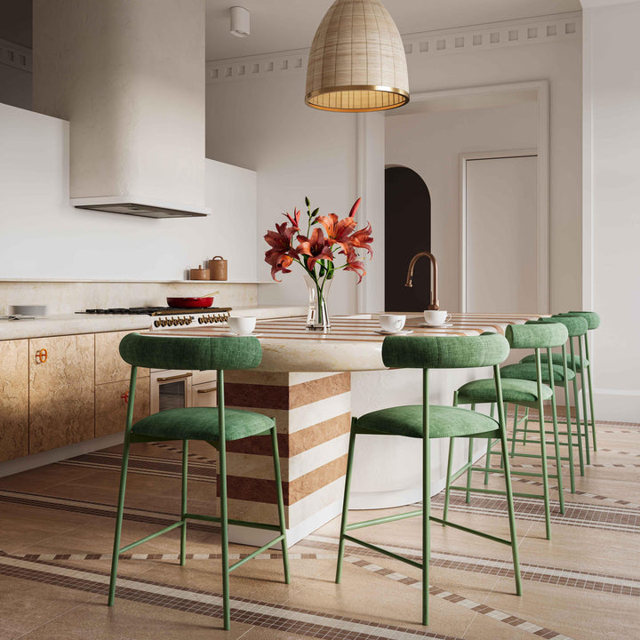 TOV Furniture Liliana Forest Green Velvet Counter Stool OTTOMANS, POUFS, + STOOLS