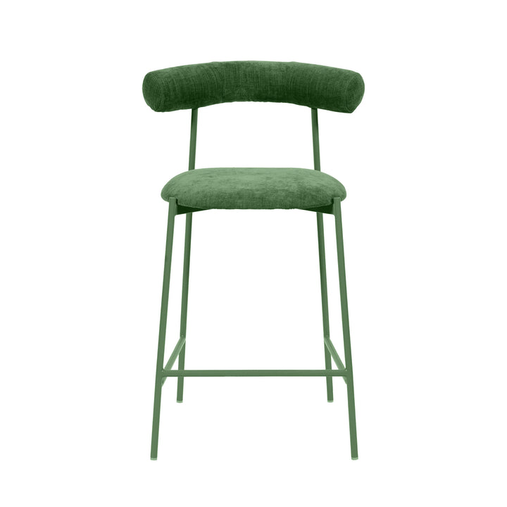 TOV Furniture Liliana Forest Green Velvet Counter Stool OTTOMANS, POUFS, + STOOLS