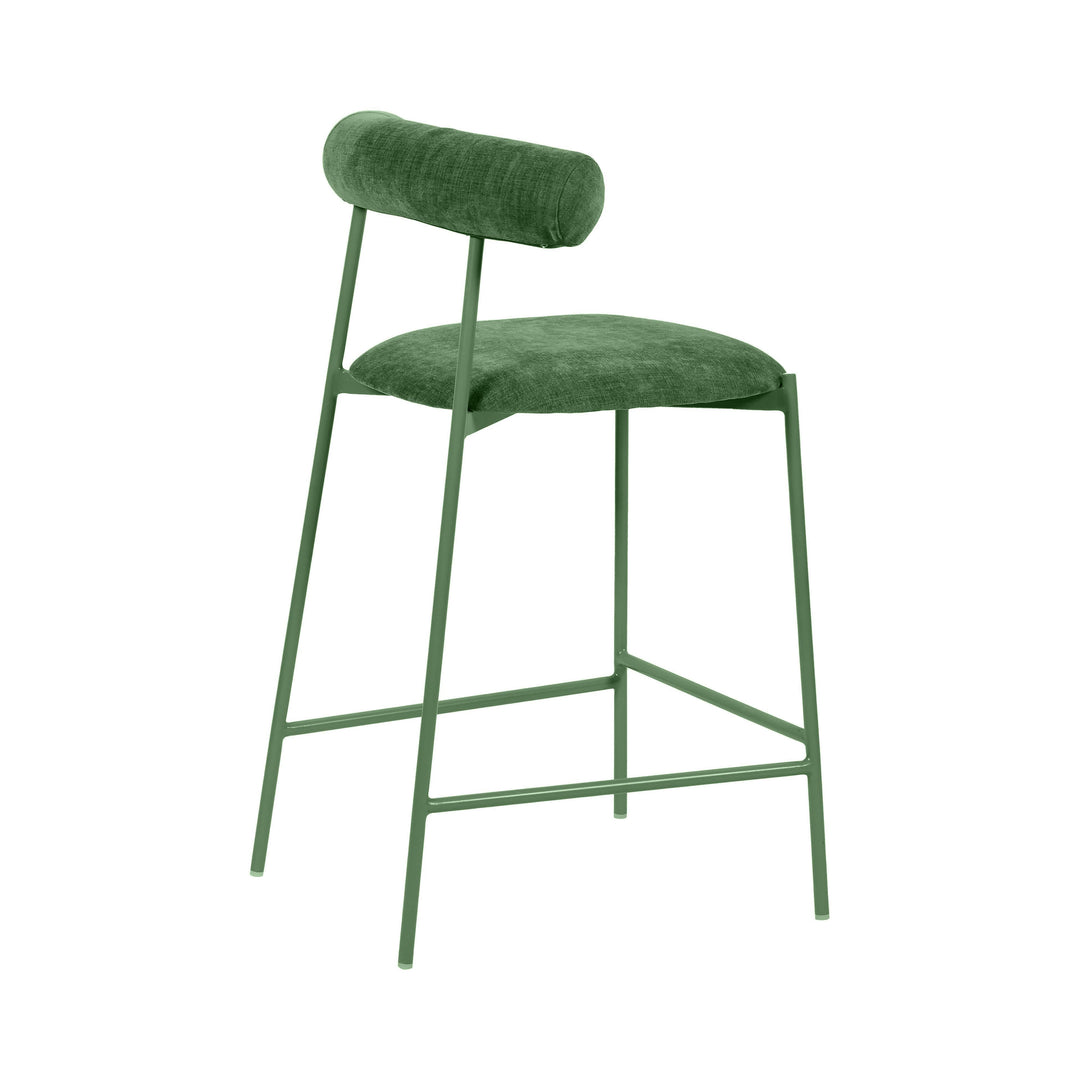 TOV Furniture Liliana Forest Green Velvet Counter Stool OTTOMANS, POUFS, + STOOLS