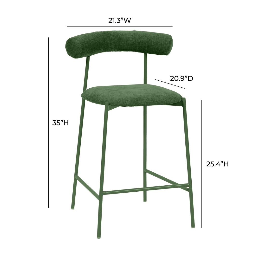 TOV Furniture Liliana Forest Green Velvet Counter Stool OTTOMANS, POUFS, + STOOLS