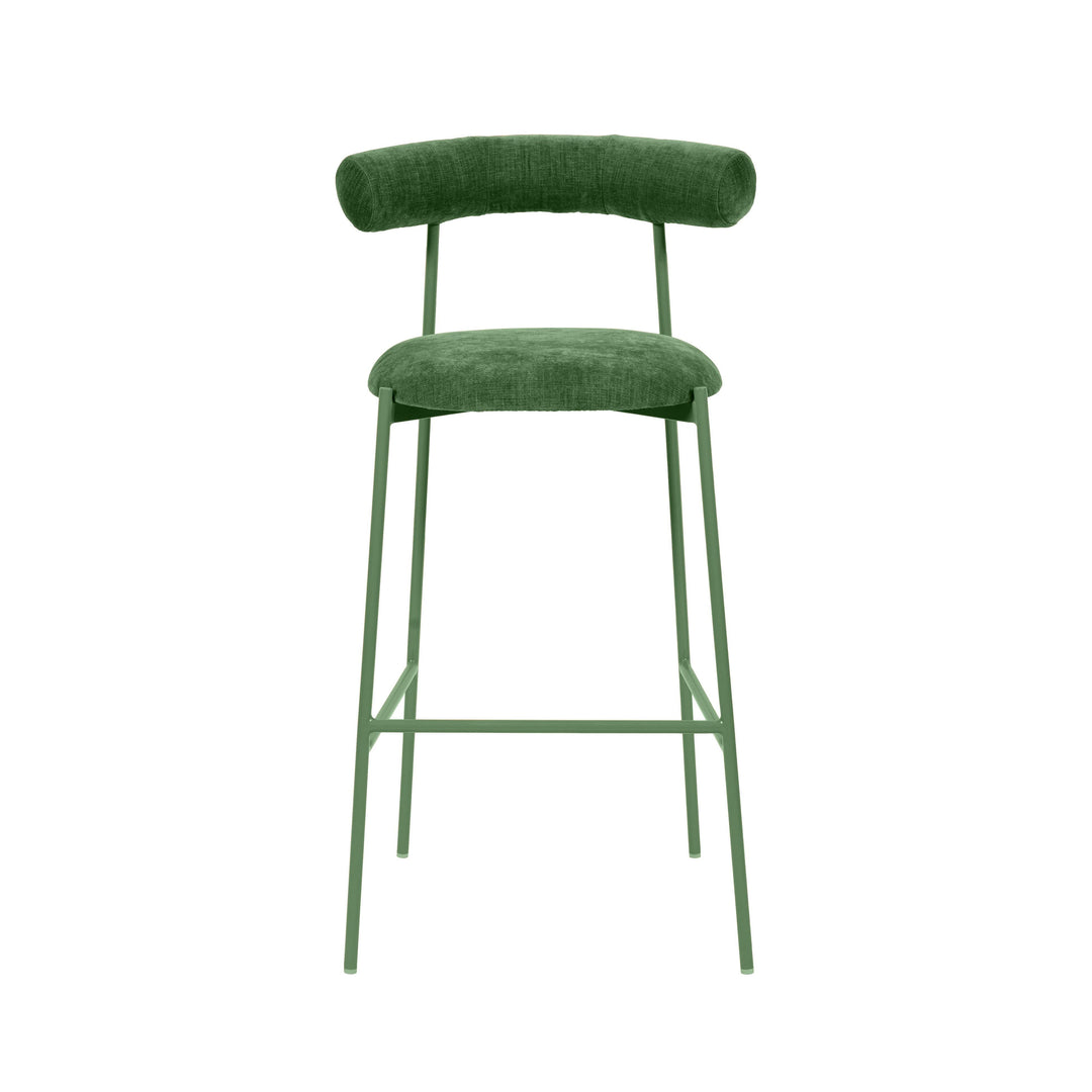 TOV Furniture Liliana Forest Green Velvet Bar Stool OTTOMANS, POUFS, + STOOLS