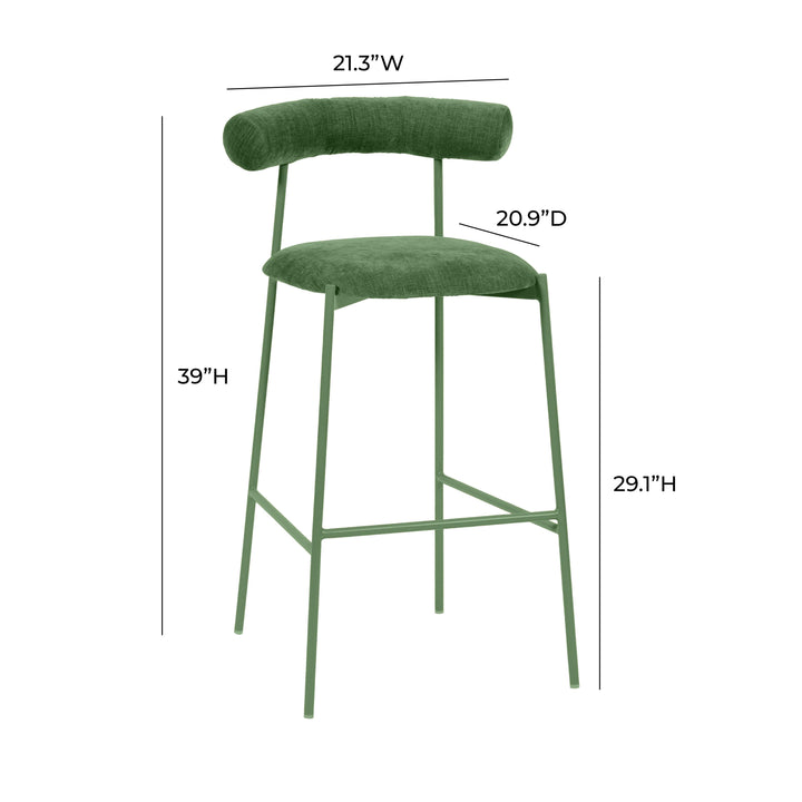 TOV Furniture Liliana Forest Green Velvet Bar Stool OTTOMANS, POUFS, + STOOLS