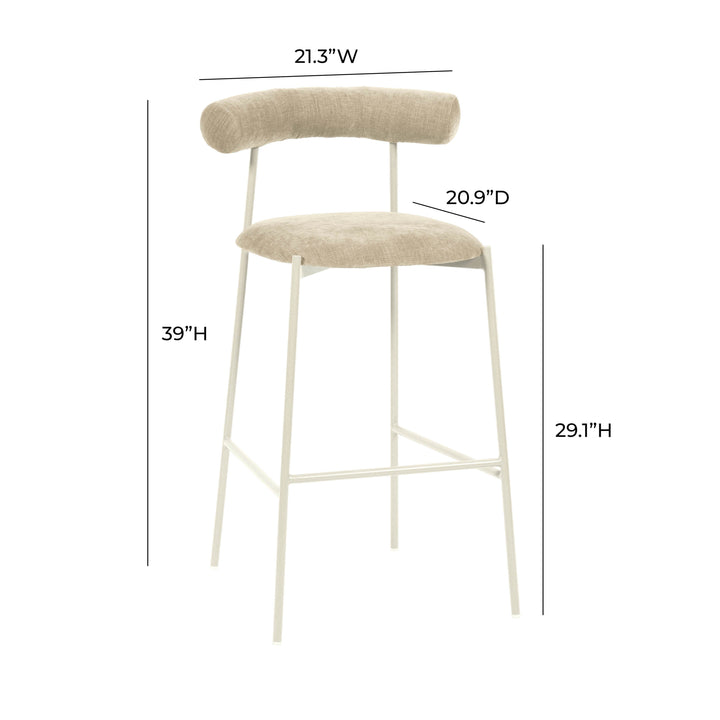TOV Furniture Liliana Taupe Velvet Bar Stool OTTOMANS, POUFS, + STOOLS