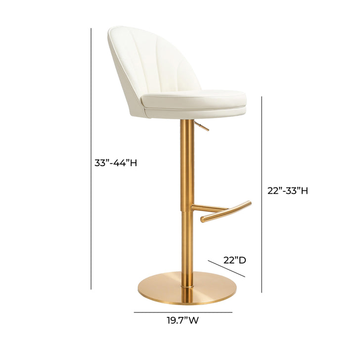 American Home Furniture | TOV Furniture - Venus Cream and Gold Adjustable Swivel Stool